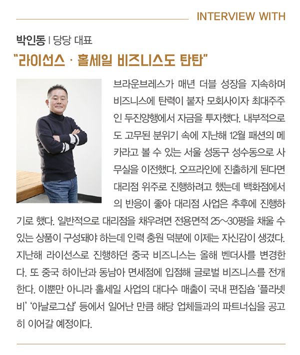 브라운브레스, 볼륨화 나섰다<br> 기획MD 등 조직 세팅… 올해 매출 200억 목표 1582-Image